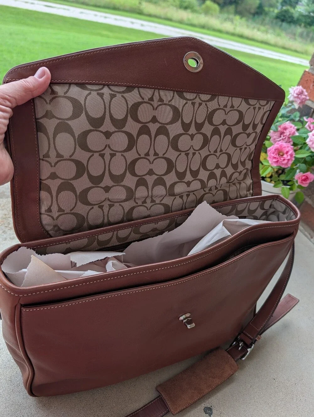 🤎 Vintage Coach Wellington #F06457 Genuine Smooth Leather Adjustable Messenger